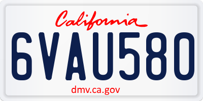 CA license plate 6VAU580