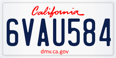 CA license plate 6VAU584