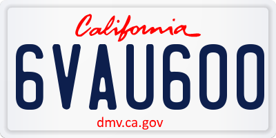 CA license plate 6VAU600