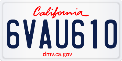 CA license plate 6VAU610
