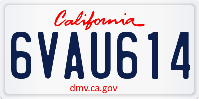 CA license plate 6VAU614