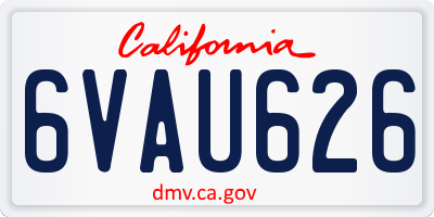 CA license plate 6VAU626