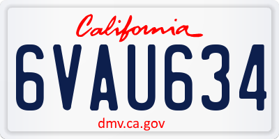 CA license plate 6VAU634