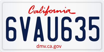 CA license plate 6VAU635