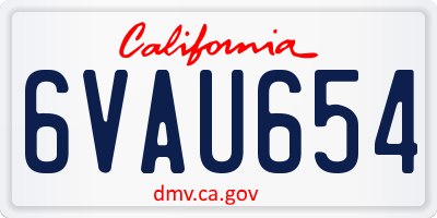 CA license plate 6VAU654
