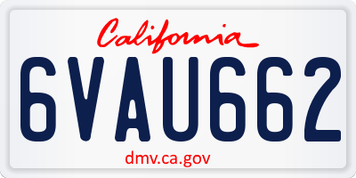 CA license plate 6VAU662