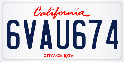 CA license plate 6VAU674