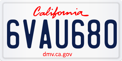 CA license plate 6VAU680