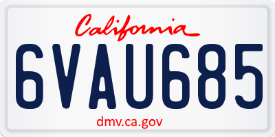 CA license plate 6VAU685