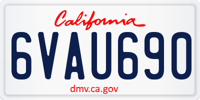 CA license plate 6VAU690