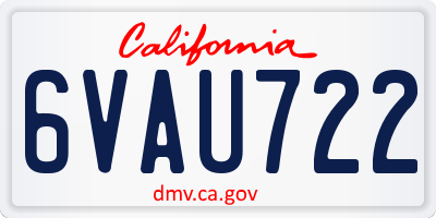 CA license plate 6VAU722