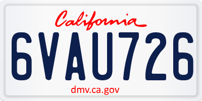 CA license plate 6VAU726