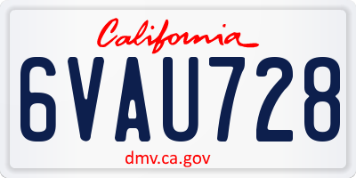 CA license plate 6VAU728