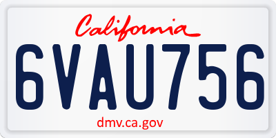 CA license plate 6VAU756