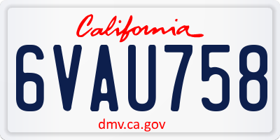 CA license plate 6VAU758