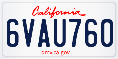CA license plate 6VAU760