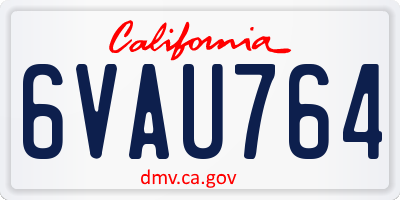 CA license plate 6VAU764