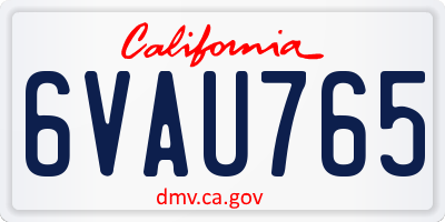 CA license plate 6VAU765