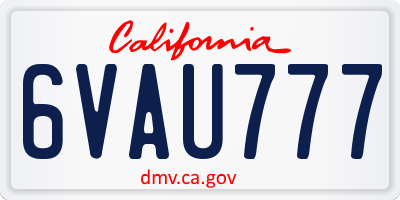 CA license plate 6VAU777