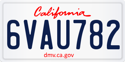 CA license plate 6VAU782