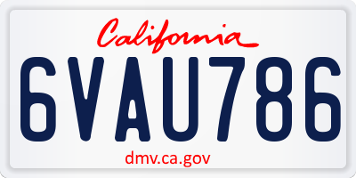 CA license plate 6VAU786