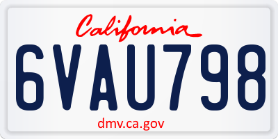 CA license plate 6VAU798