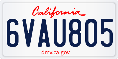CA license plate 6VAU805