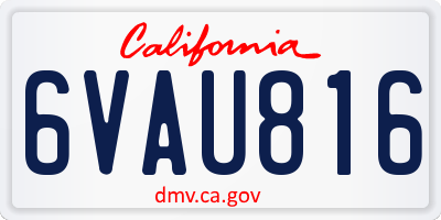 CA license plate 6VAU816