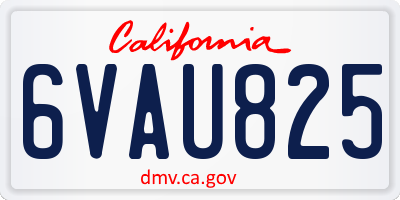 CA license plate 6VAU825