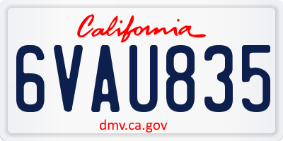 CA license plate 6VAU835