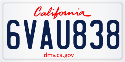 CA license plate 6VAU838