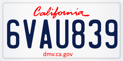 CA license plate 6VAU839