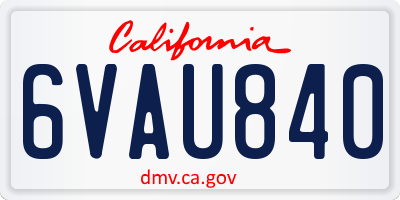 CA license plate 6VAU840