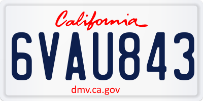 CA license plate 6VAU843