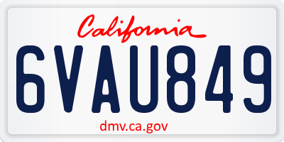 CA license plate 6VAU849