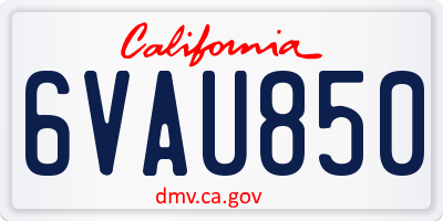 CA license plate 6VAU850
