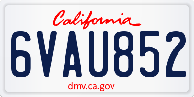 CA license plate 6VAU852