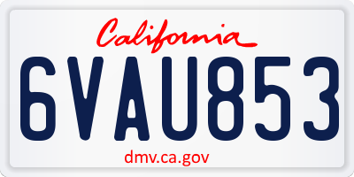 CA license plate 6VAU853