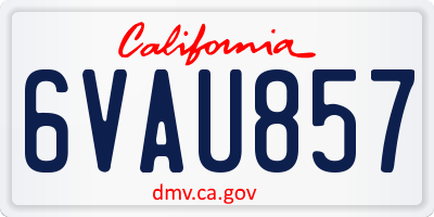 CA license plate 6VAU857