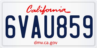 CA license plate 6VAU859