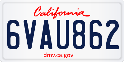CA license plate 6VAU862