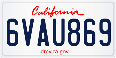 CA license plate 6VAU869