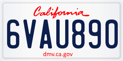 CA license plate 6VAU890