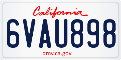 CA license plate 6VAU898