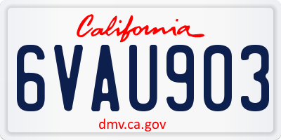 CA license plate 6VAU903