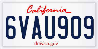 CA license plate 6VAU909