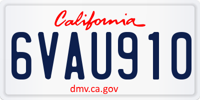 CA license plate 6VAU910
