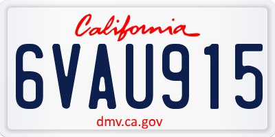 CA license plate 6VAU915
