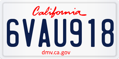 CA license plate 6VAU918
