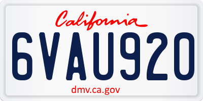 CA license plate 6VAU920